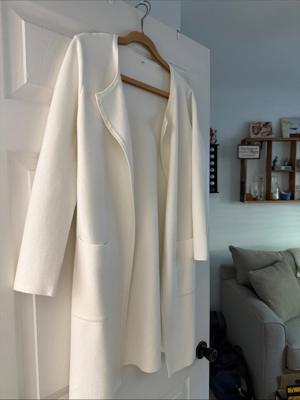 Halogen Cream Open-Front Longline Cardigan
